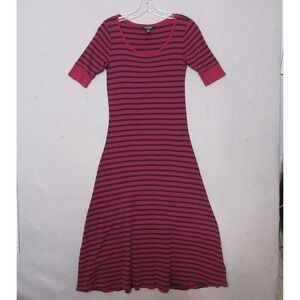 Lauren Ralph‎ Lauren Maxi Shirt Dress Women XS Stripe Waffle Knit Cotton Comfort